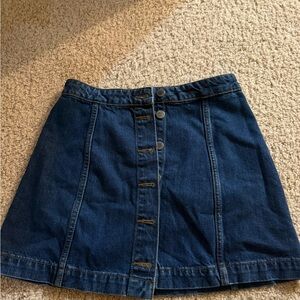 Topshop Dark Blue A-Line Denim Skirt